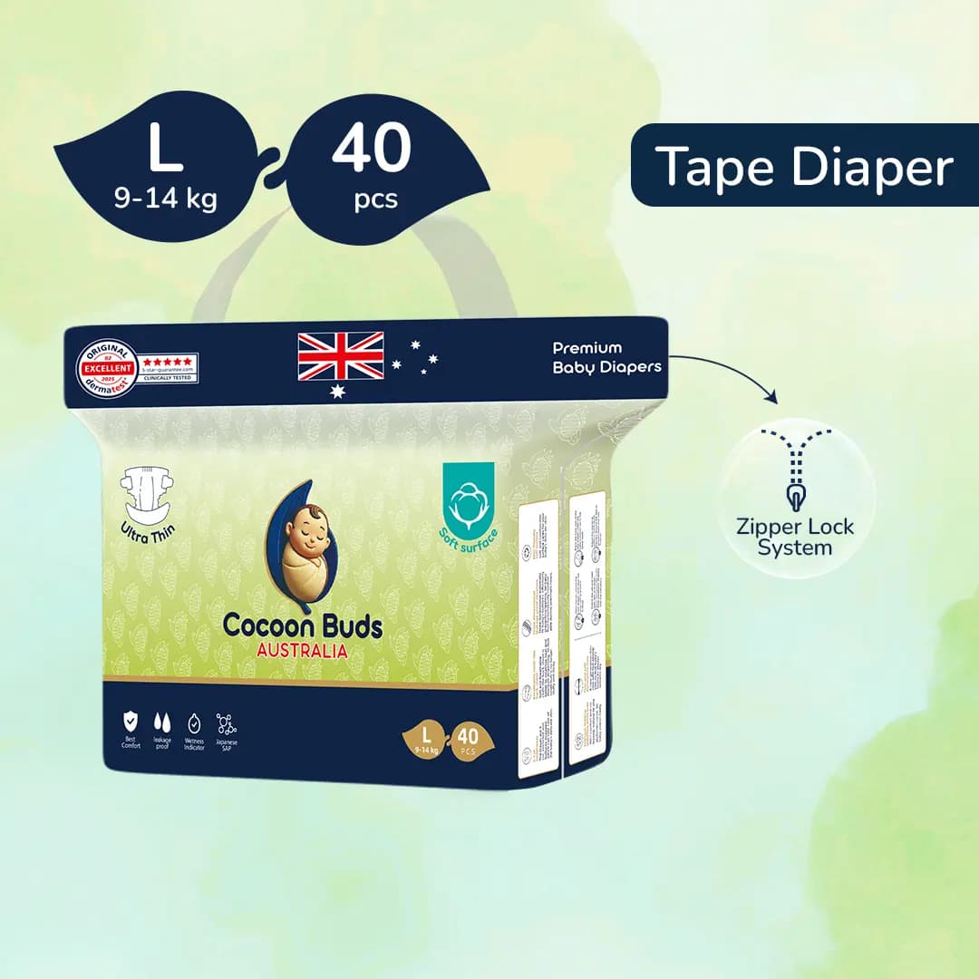 Cocoon Buds Diaper Tape L-40(Pack of 40) view 2