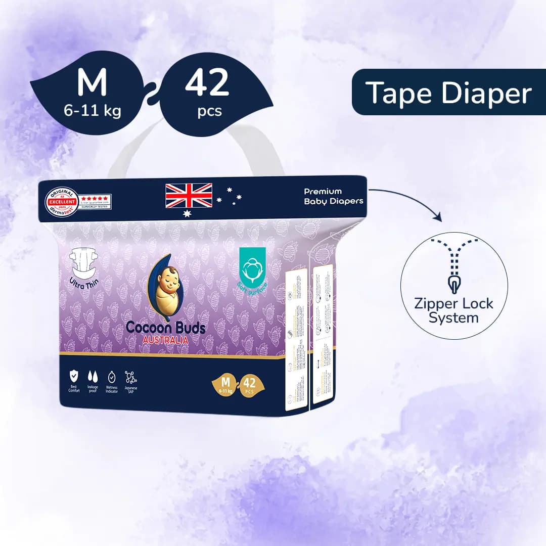Cocoon Buds Diaper Tape M-42 (Pack of 42) view 2