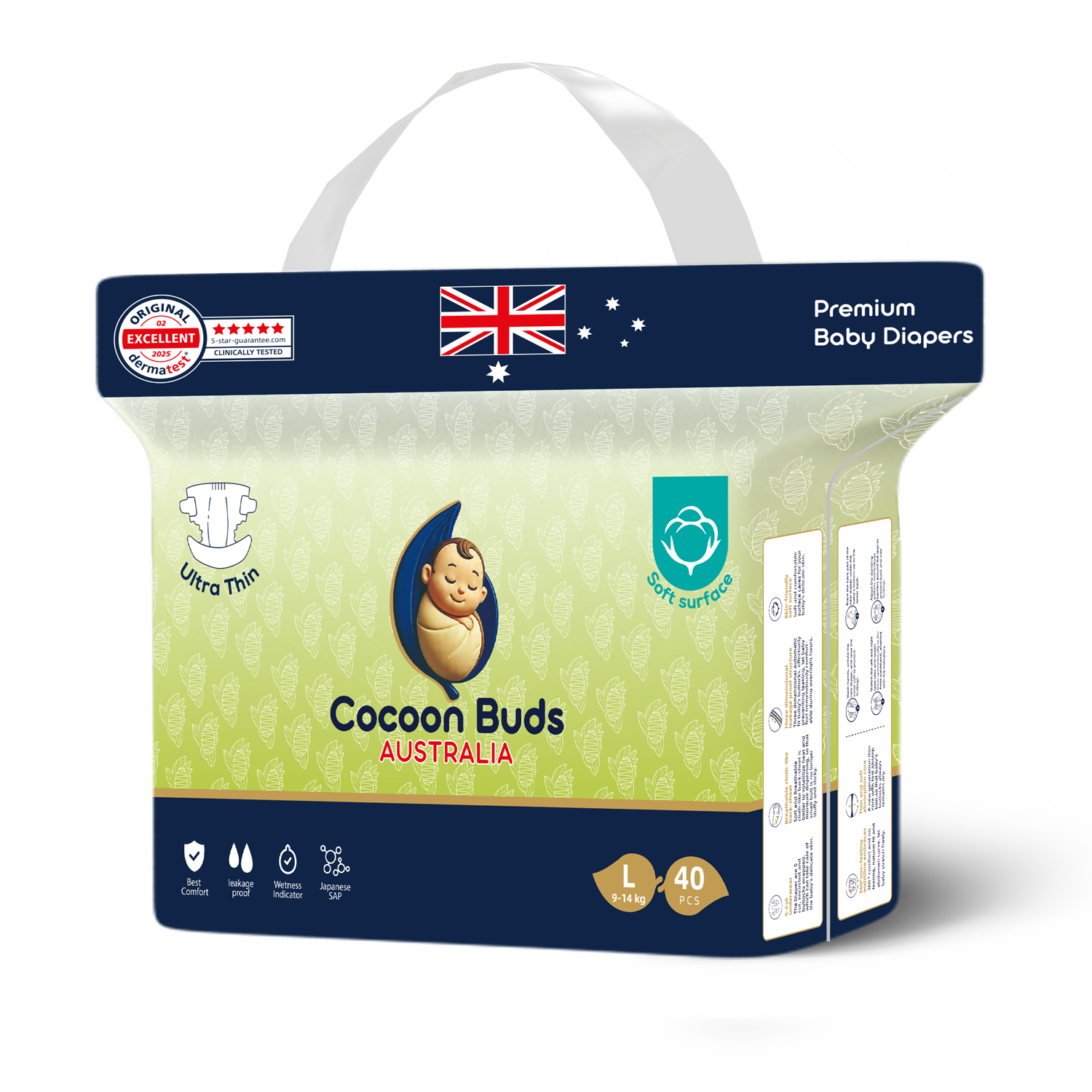 Cocoon Buds Diaper Tape L-40(Pack of 40)