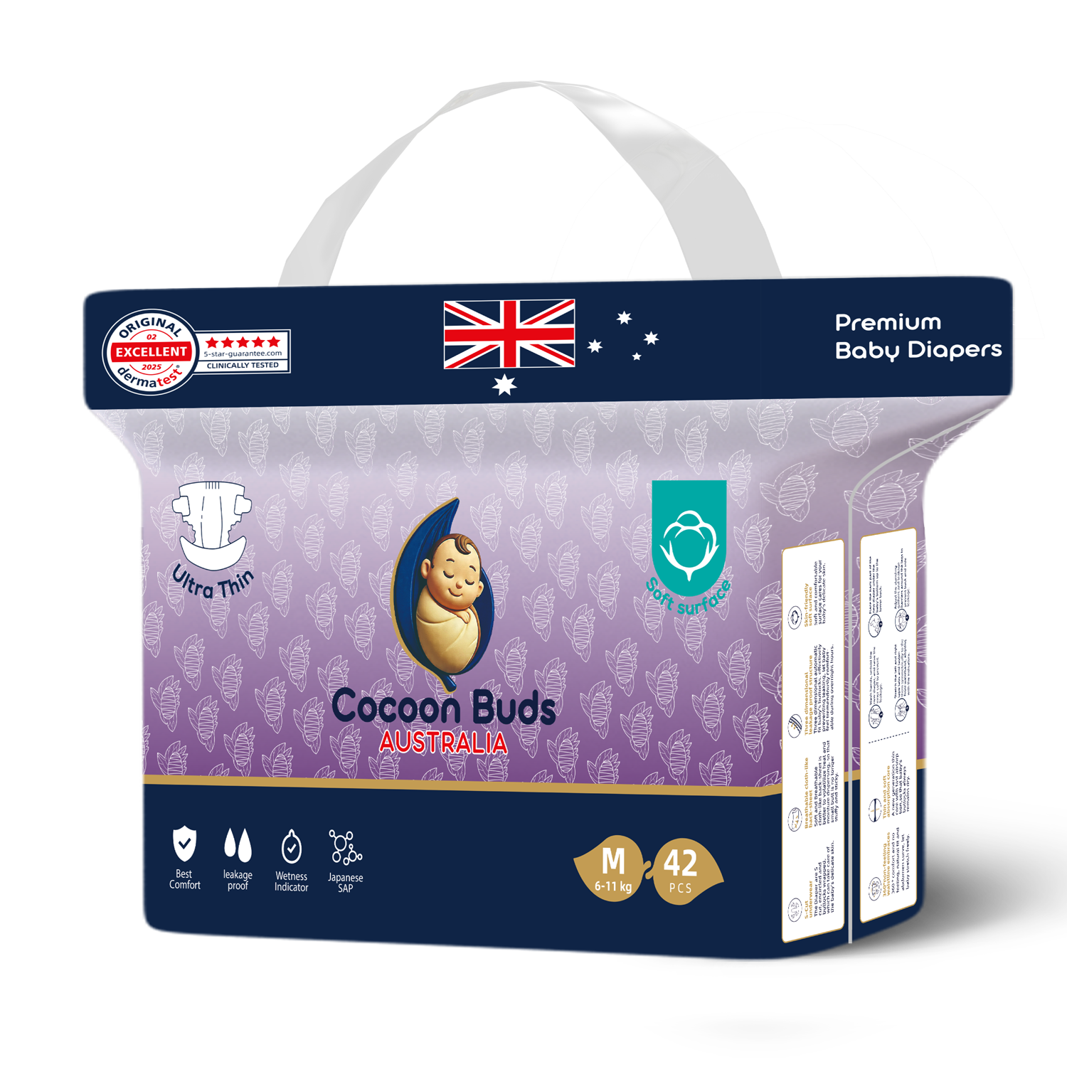 Cocoon Buds Diaper Tape M-42 (Pack of 42)